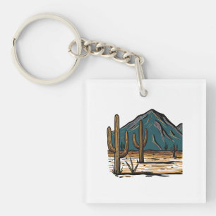 Desert Peak Heritage: Mid-Century Modern Saguaro I Key Ring