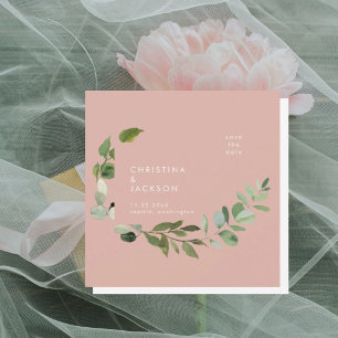 Desert Pink Eucalyptus Wedding Save the Date 