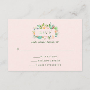 Desert Pink Succulent Wedding RSVP Card