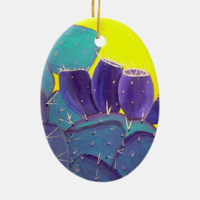 Desert Prickly Pear with Fruit Ceramic Tree Decoration (Back)