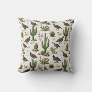 Desert Quail Dense Wildlife Cactus Cushion