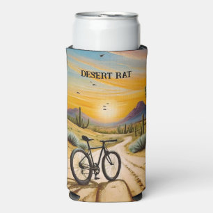 Desert Rat Cycling Mountain Bike Sunset Custom Seltzer Can Cooler