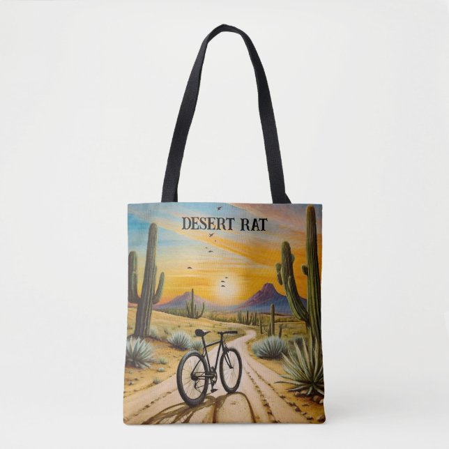 Desert Rat Cycling Mountain Bike Sunset Custom Tote Bag (Front)