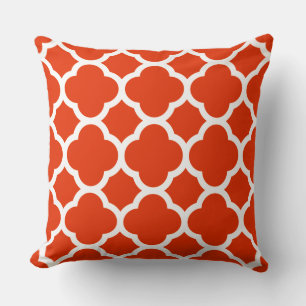 Desert Red and White Quatrefoil Pattern Cushion