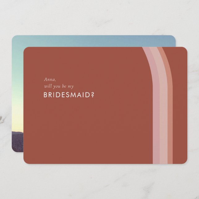 Desert Red Rose Minimalist Bridesmaid Ask Card (Front/Back)