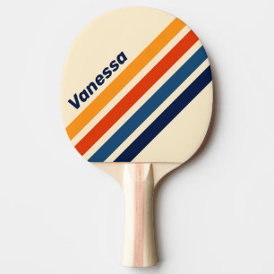 Desert Retro Rainbow Angled Striping with Name Ping Pong Paddle