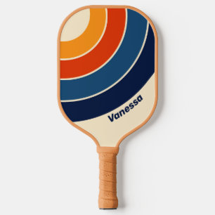Desert Retro Rainbow Circle Stripe with Name Pickleball Paddle