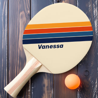 Desert Retro Rainbow Striped with Name Ping Pong Paddle