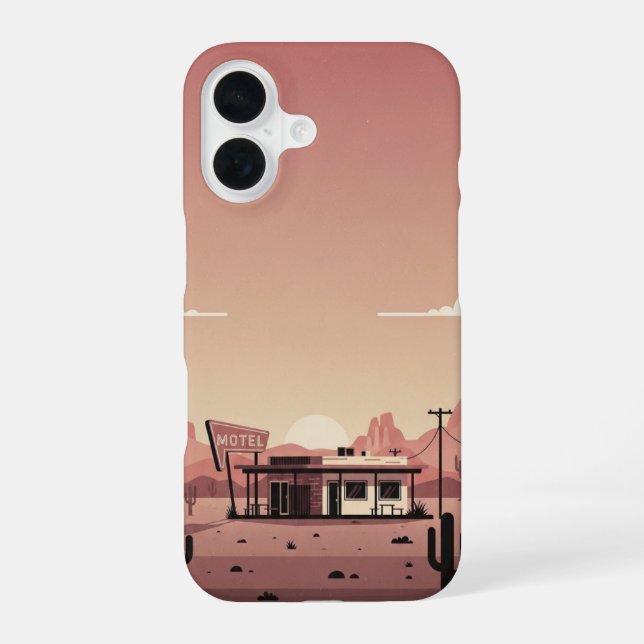 Desert Road Motel iPhone 16 Case (Back)