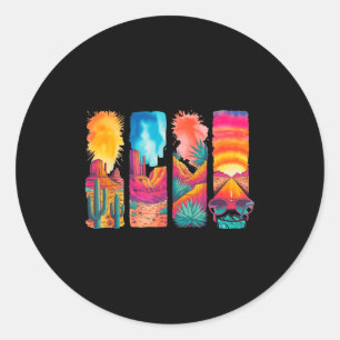 Desert road trip sunset cactus vacation vibes classic round sticker