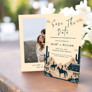 Desert Rodeo Retro Horse Rustic Western Wedding Save The Date
