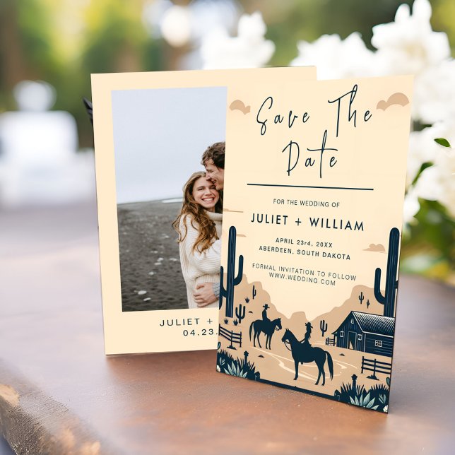Desert Rodeo Retro Horse Rustic Western Wedding Save The Date (Creator Uploaded)
