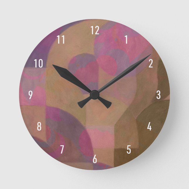 Desert Rose Arches – Warm Abstract Geometry Round Clock (Front)