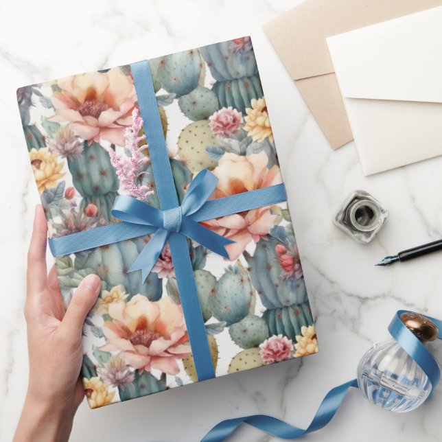 Desert rose cactus flower fall colours wrapping paper (Gifting)