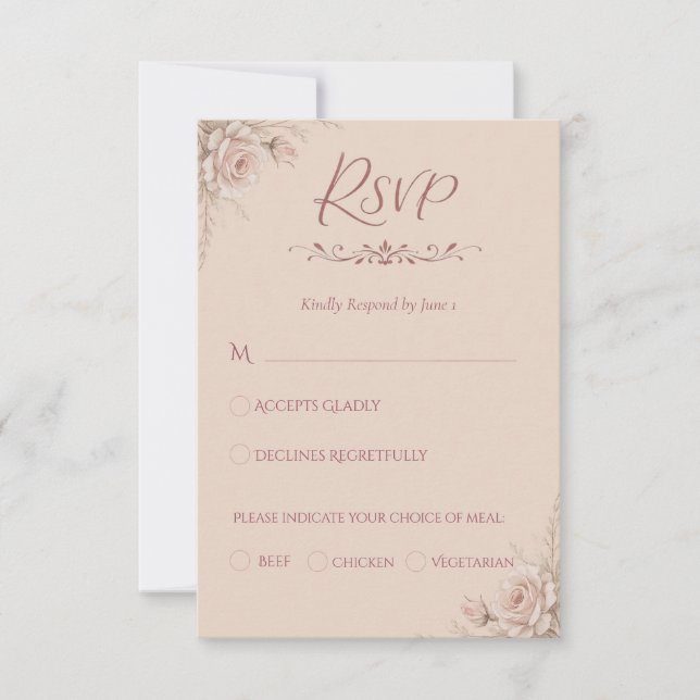 Desert Rose — Dune & Bloom Wedding RSVP Card (Front)