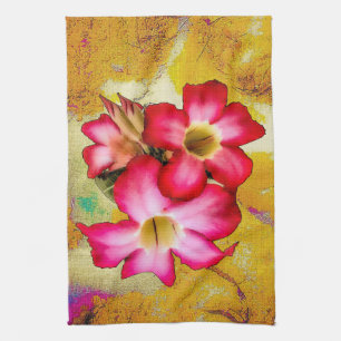 Desert Rose Flowers on Sand Kitchen Towels