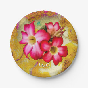 Desert Rose Flowers on Sand Paper Plate