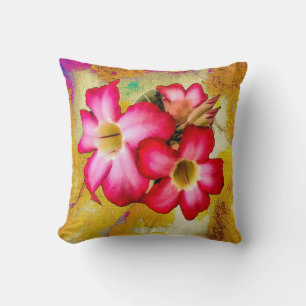 Desert Rose Flowers on Sand Throw Pillow