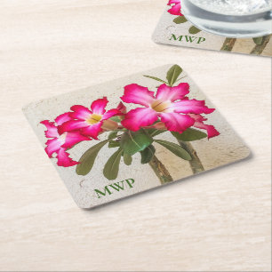 Desert Rose Flowers Paper Coaster