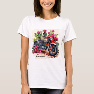 Desert Rose & Gasoline Dreams Vintage Motorcycle T-Shirt
