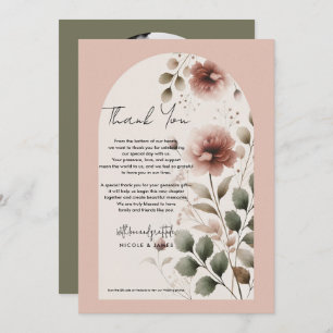 Desert Rose Pink & Green Floral Greenery Thank You Invitation