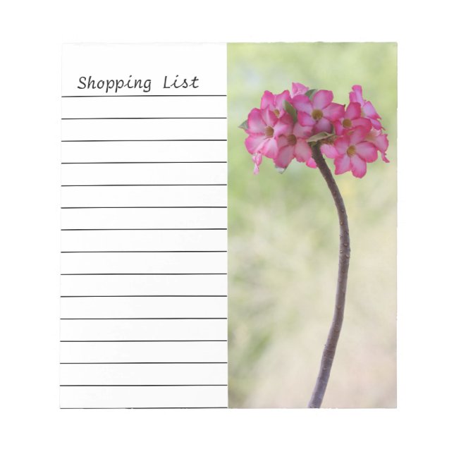 Desert rose shopping list notepad (Front)