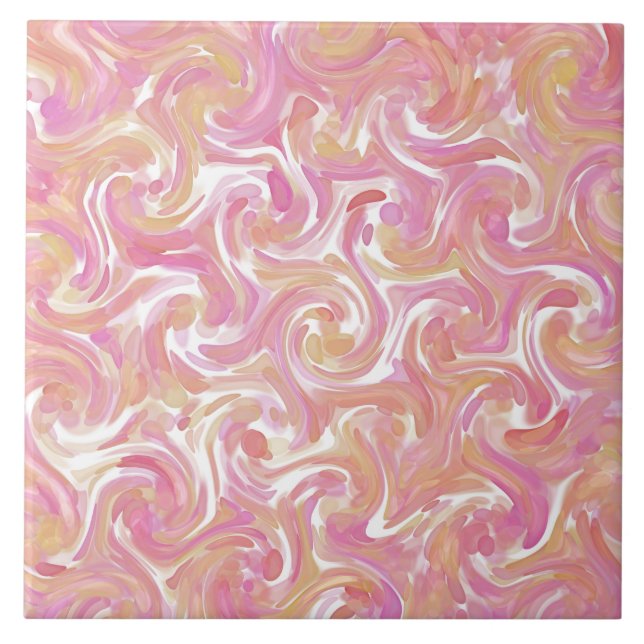 Desert Rose Swirl Ceramic Tile (Front)