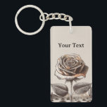 Desert Rose, Vintage Botanical Flower Key Ring<br><div class="desc">A beautifully detailed rose illustration set against a minimal desert backdrop with subtle cactus silhouettes. This unique artwork blends elegance and resilience, symbolizing beauty thriving in harsh conditions. With its vintage engraving style and warm earthy tones, this design is perfect for nature lovers, floral art fans, and those who appreciate...</div>