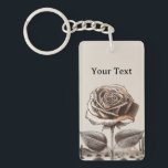 Desert Rose, Vintage Botanical Flower Key Ring<br><div class="desc">A beautifully detailed rose illustration set against a minimal desert backdrop with subtle cactus silhouettes. This unique artwork blends elegance and resilience, symbolizing beauty thriving in harsh conditions. With its vintage engraving style and warm earthy tones, this design is perfect for nature lovers, floral art fans, and those who appreciate...</div>