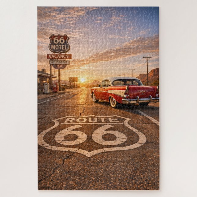 Desert Route Sunset Highway Route 66 Shield Jigsaw Puzzle (Vertical)