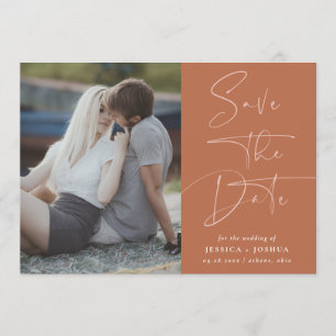 Desert Rust Modern Lettering Photo Save the Date Invitation