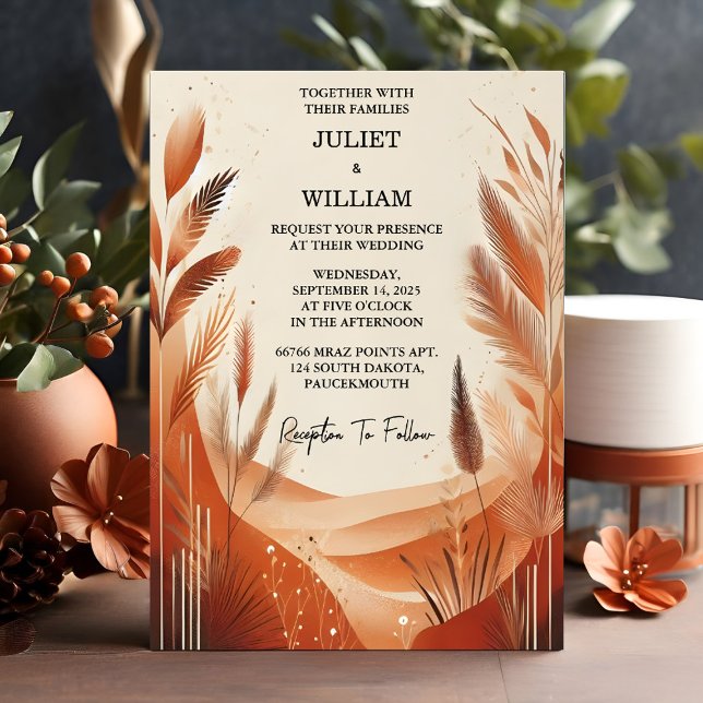 Desert Rustic Boho Autumn Ombre Brown Wedding Invitation (Creator Uploaded)