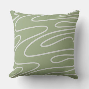 Desert Sage Green Abstract Line Cushion