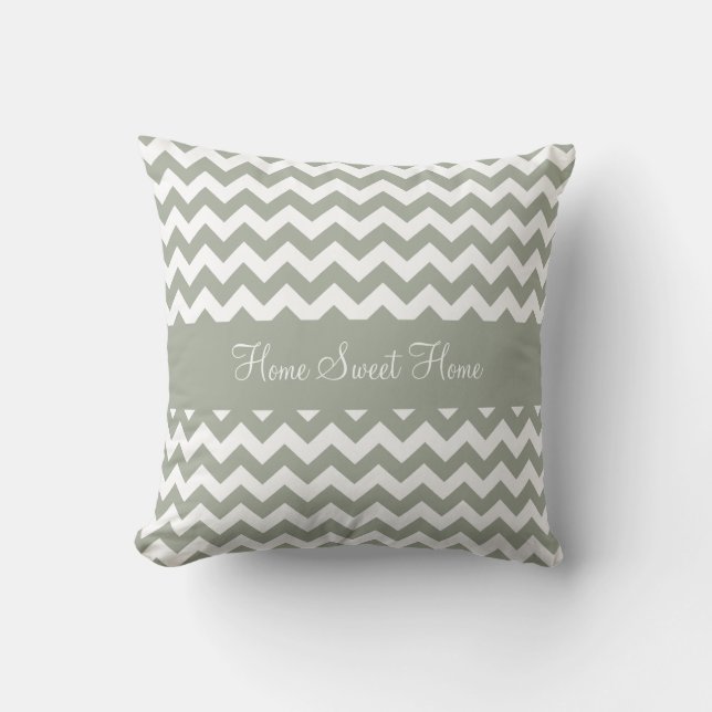 Desert Sage Greenish Grey Chevron Cushion (Front)