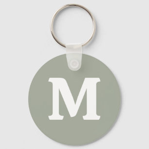 Desert Sage Solid Colour Monogram Key Ring