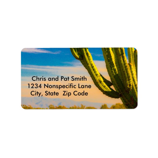 Desert Saguaro Cactus Old West Cartoon Template Label (Front)