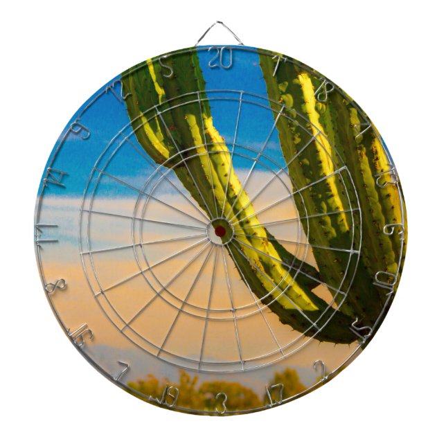Desert Saguaro Cactus on Blue Sky Dartboard (Front)