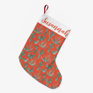 Desert Saguaro Cactus Succulents Pattern CUSTOM Small Christmas Stocking
