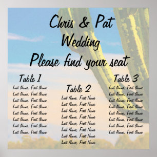 Desert Saguaro Wedding Seating Chart Three Tables