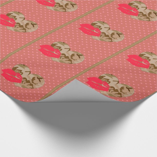 Desert  Sand Camo Hearts Valentine Wrapping Paper (Corner)
