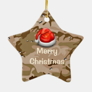 Desert Sand Camo Star Merry Christmas Ornament
