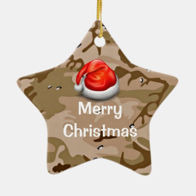 Desert Sand Camo T-Shirt Merry Christmas Ornament (Back)