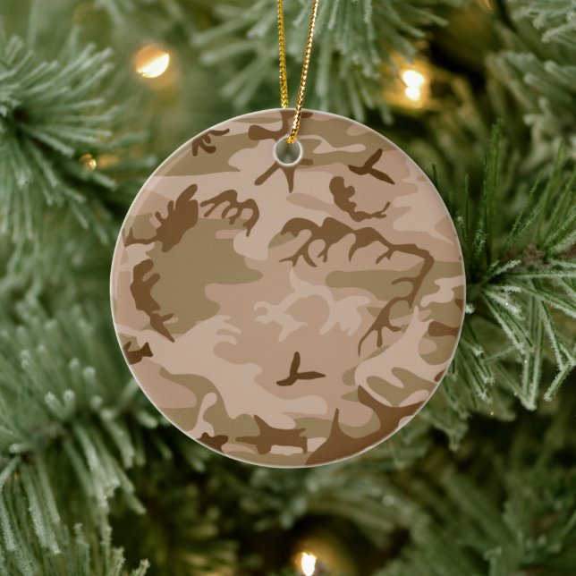 Desert Sand Camouflage Porcelain Circle Ornament (Tree)