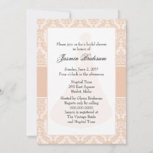 Desert Sand Damask Bridal Shower Invitation