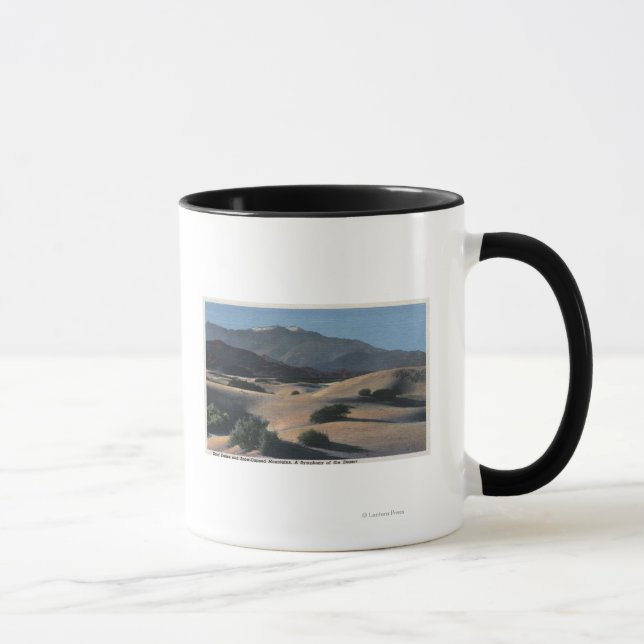 Desert Sand Dunes and Snow-Capped Mountains Mug (Right)