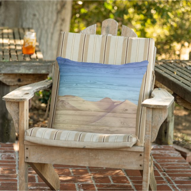 Desert Sand Dunes Beautiful Blue Sky On Wood Grain Cushion (Chair)