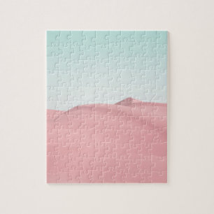 Desert Sand Dunes Sky Photo Pink Modern Jigsaw Puzzle