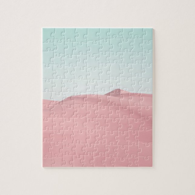 Desert Sand Dunes Sky Photo Pink Modern Jigsaw Puzzle (Vertical)