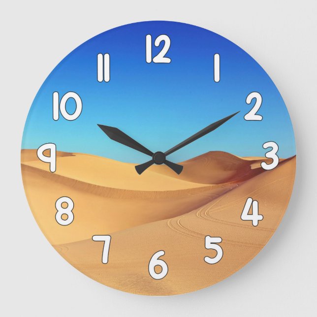Desert Sand Wall Clock – Blue Sky Nature Landscape (Front)
