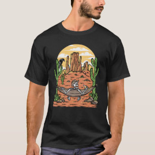 Desert Scene Cactus Skeleton Cowboy In Hat And Ham T-Shirt